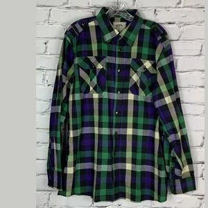 PJ Mark Plaid‎ Mens Dress Long Sleeve Shirt Large